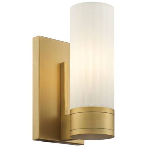 Empire 9.5" High Brushed Brass Sconce With White Shade - #903Y7 | Lamps Plus | Lamps Plus