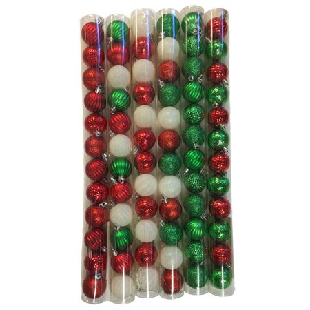 Red Green and White Balls Christmas Tree Ornaments 1.5 Inches Pack of 72 New | Walmart (US)