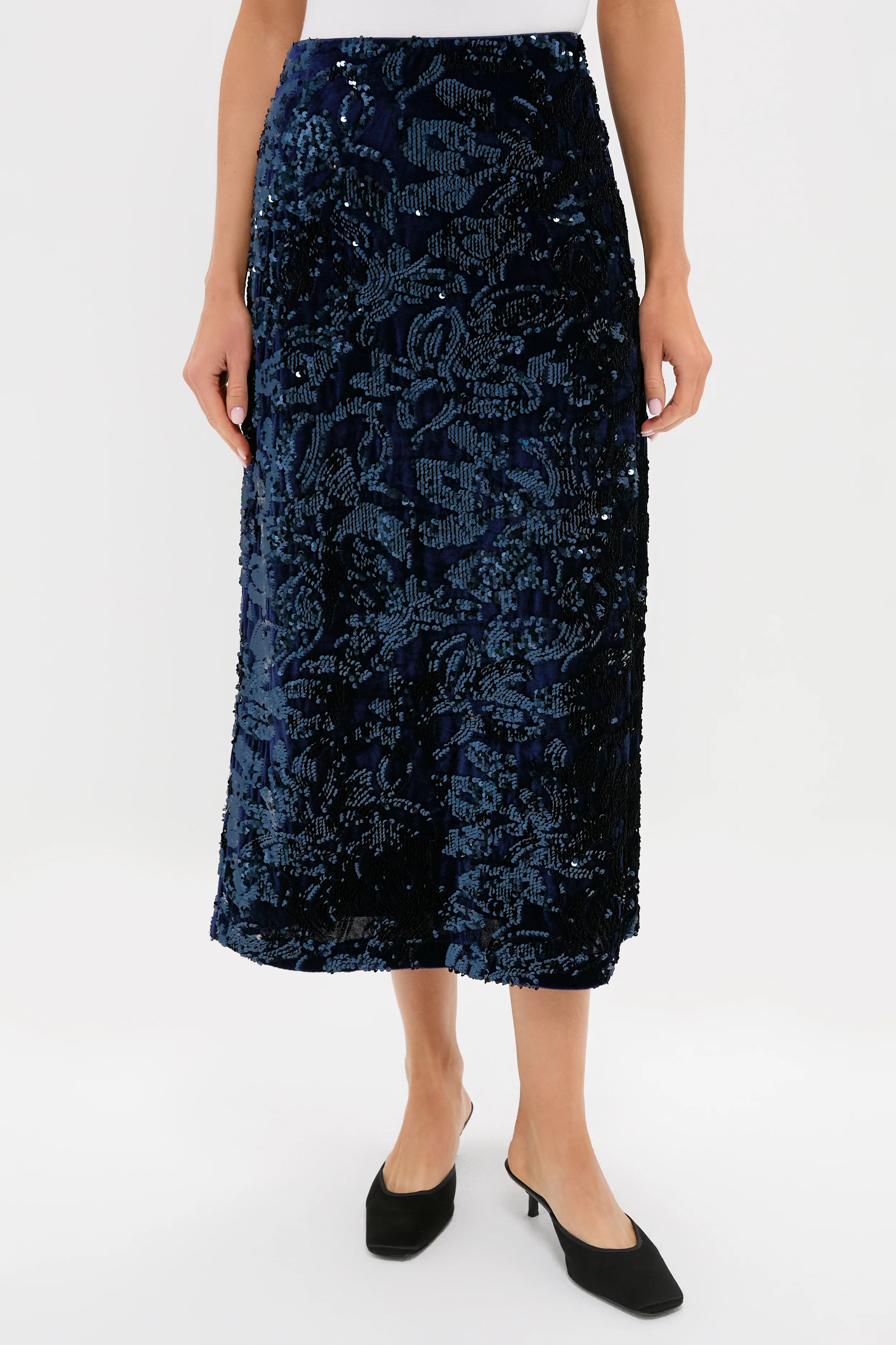 Velvet and Sequin Maloney Midi Skirt | Tuckernuck (US)