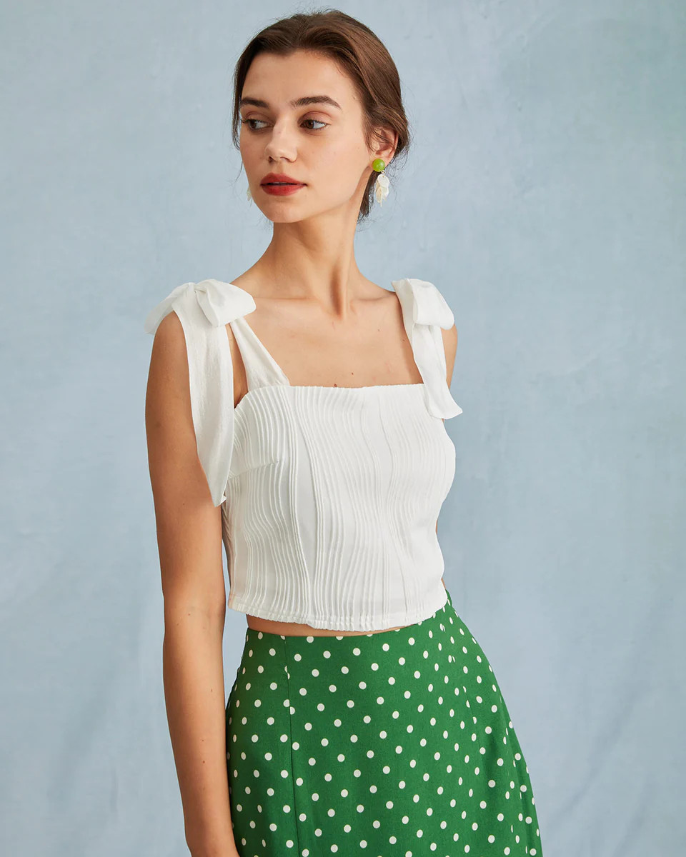 The White Water Ripple Textured Sleeveless Cami Top | rihoas.com