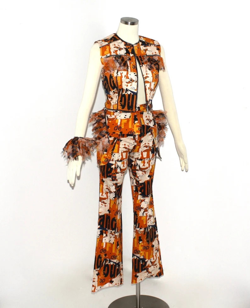 Vintage CHRISTIAN DIOR BOUTIQUE by John Galliano Graffiti Print Convertible Two Piece Jumpsuit | Etsy (US)