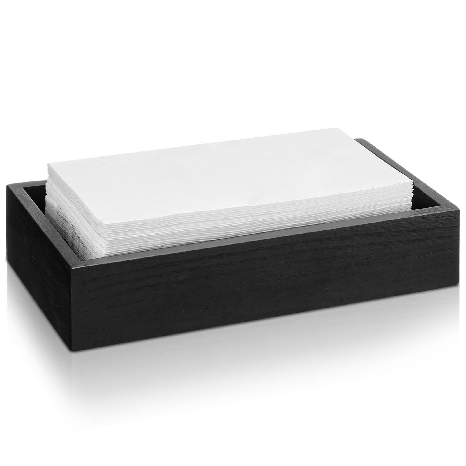 Kigley 2 Inch Tall Wood Guest Towel Holder Tray for Bathroom Black Napkin Holder Tray for Table H... | Amazon (US)
