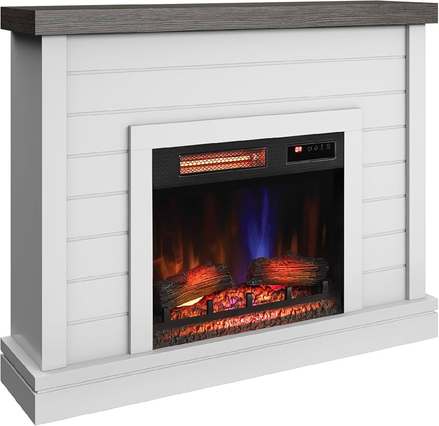 duraflame® Shiplap Wall Mantel Electric Fireplace, Bright White | Amazon (US)