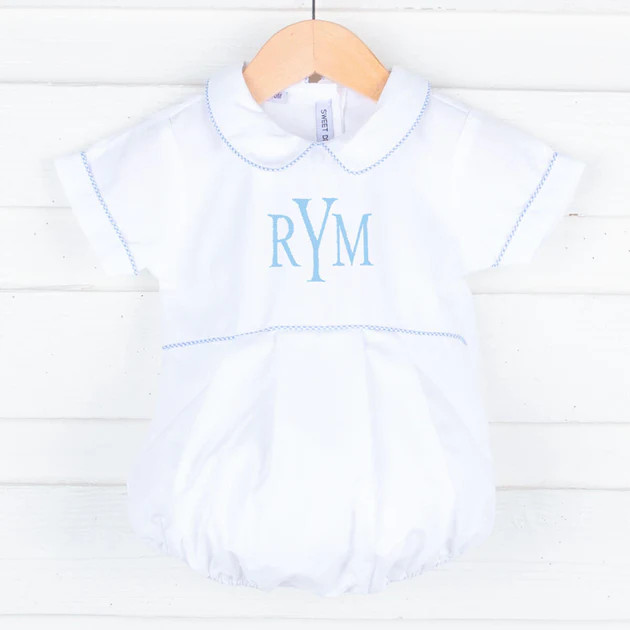 Blue Chess Trim Collared Bubble | Classic Whimsy