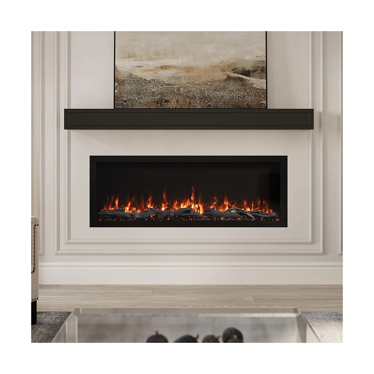 Highmark 60" Recessed or Wall Mounted Electric Fireplace Heater, 10 Flame Colors, Google & Alexa ... | Wayfair North America