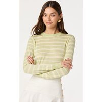 ASTR the Label | Striped Semi-Sheer Crewneck Sweater in Green stripe | Size XS | ASTR The Label (US)