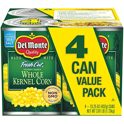 DEL MONTE FRESH CUT Golden Sweet Whole Kernel Corn Canned Vegetables, 4-Pack, 15.25 oz Cans | Amazon (US)