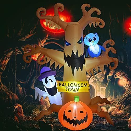 GOOSH 8 FT Halloween Inflatables Outdoor Dead Tree with White Ghost, Pumpkin and Owl, Blow Up Yar... | Amazon (US)