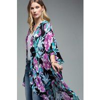 Kimono, Purple Pink Floral, Bohemian Kimono With Floral Prints Cover-Up, Beachwear, Bohemian, Summer | Etsy (US)