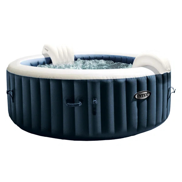Intex 120 Volt 4 Person - Person 140 - Jet Vinyl Round Inflatable Hot Tub in Blue | Wayfair North America