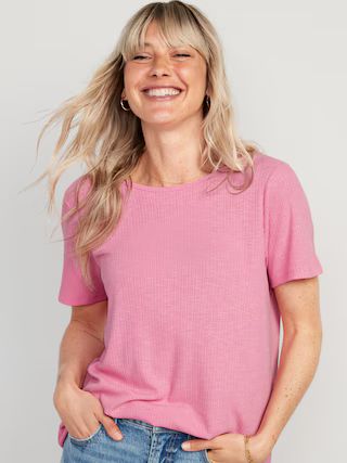 Luxe Ribbed Slub-Knit T-Shirt for Women | Old Navy (US)