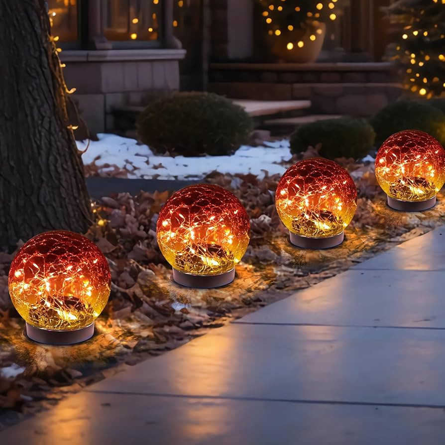 Solar Globe Lights Outdoor Waterproof-Solar Balls-Solar Garden Lights-Orbs for Outside 4 Pack Cra... | Amazon (US)