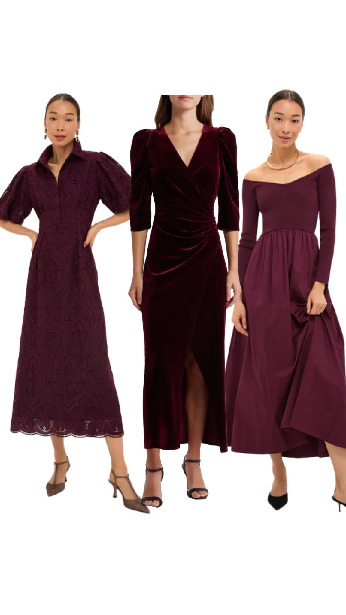Burgundy dresses for the holidays 

#LTKHoliday