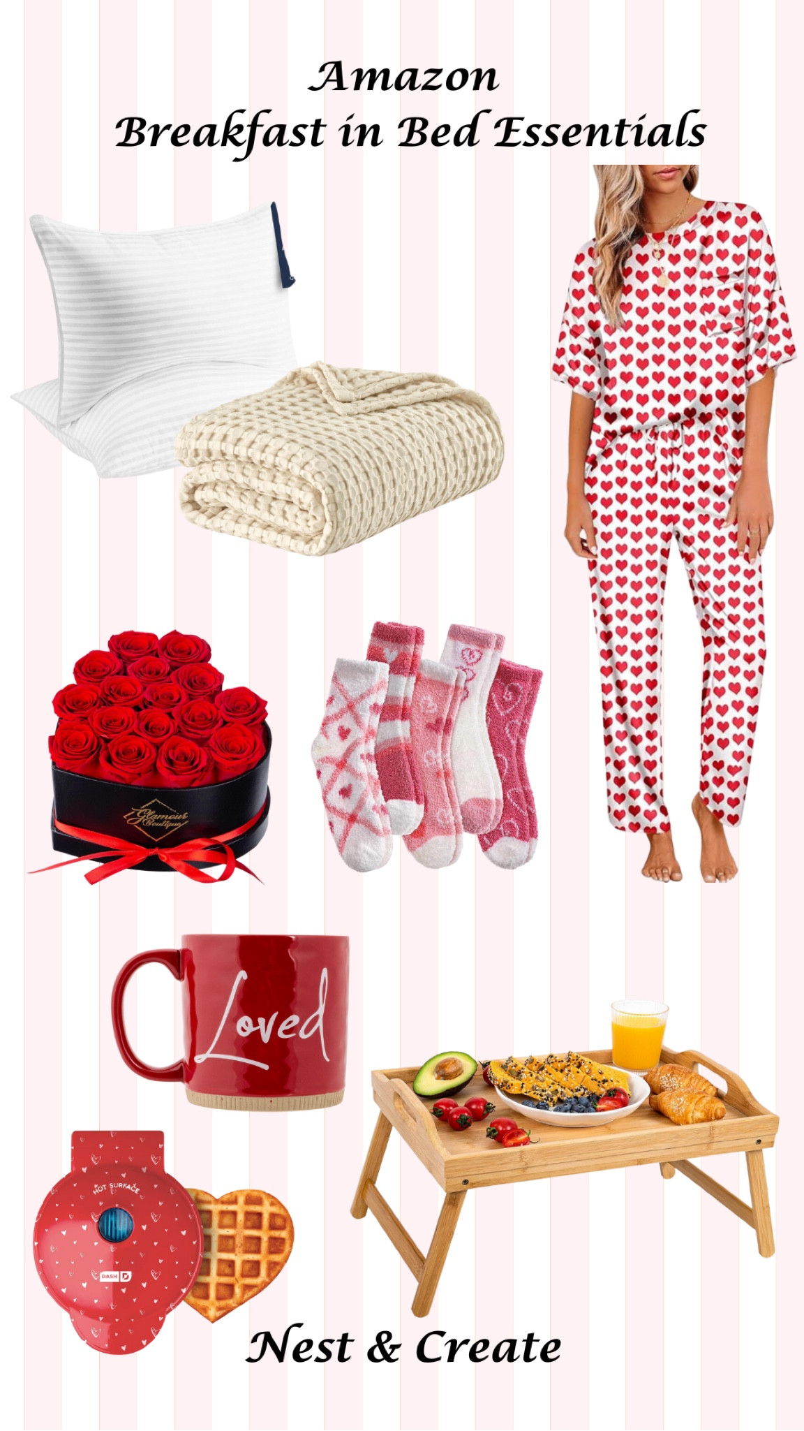 Start Valentine’s Day with the ultimate cozy breakfast in bed! These essentials—heart-themed pajamas, a warm knit blanket, and adorable mini waffle maker—will make your morning extra special. Shop now to create the perfect romantic setup! #ValentinesBreakfast #CozyMorningVibes #LTKHomeFavorites

#LTKGiftGuide #LTKSeasonal #LTKHome