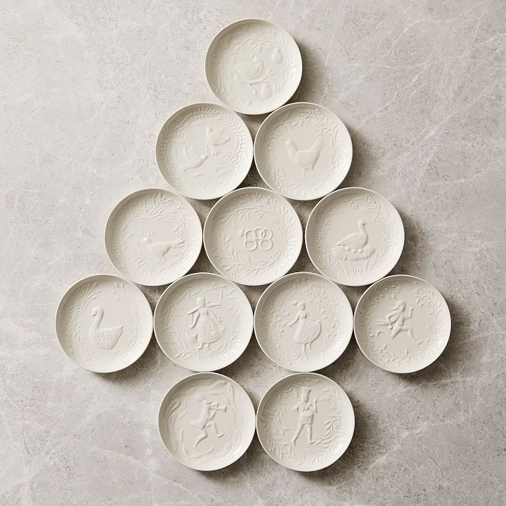 12 Days of Christmas Ceramic Appetizer Plates (Set of 12) | West Elm (US)