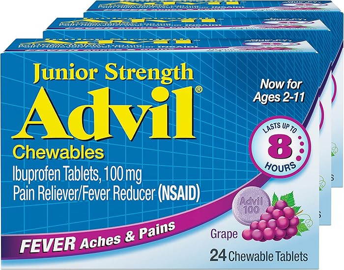 Advil Junior Strength Chewable Ibuprofen Pain Reliever and Fever Reducer, Children's Ibuprofen fo... | Amazon (US)
