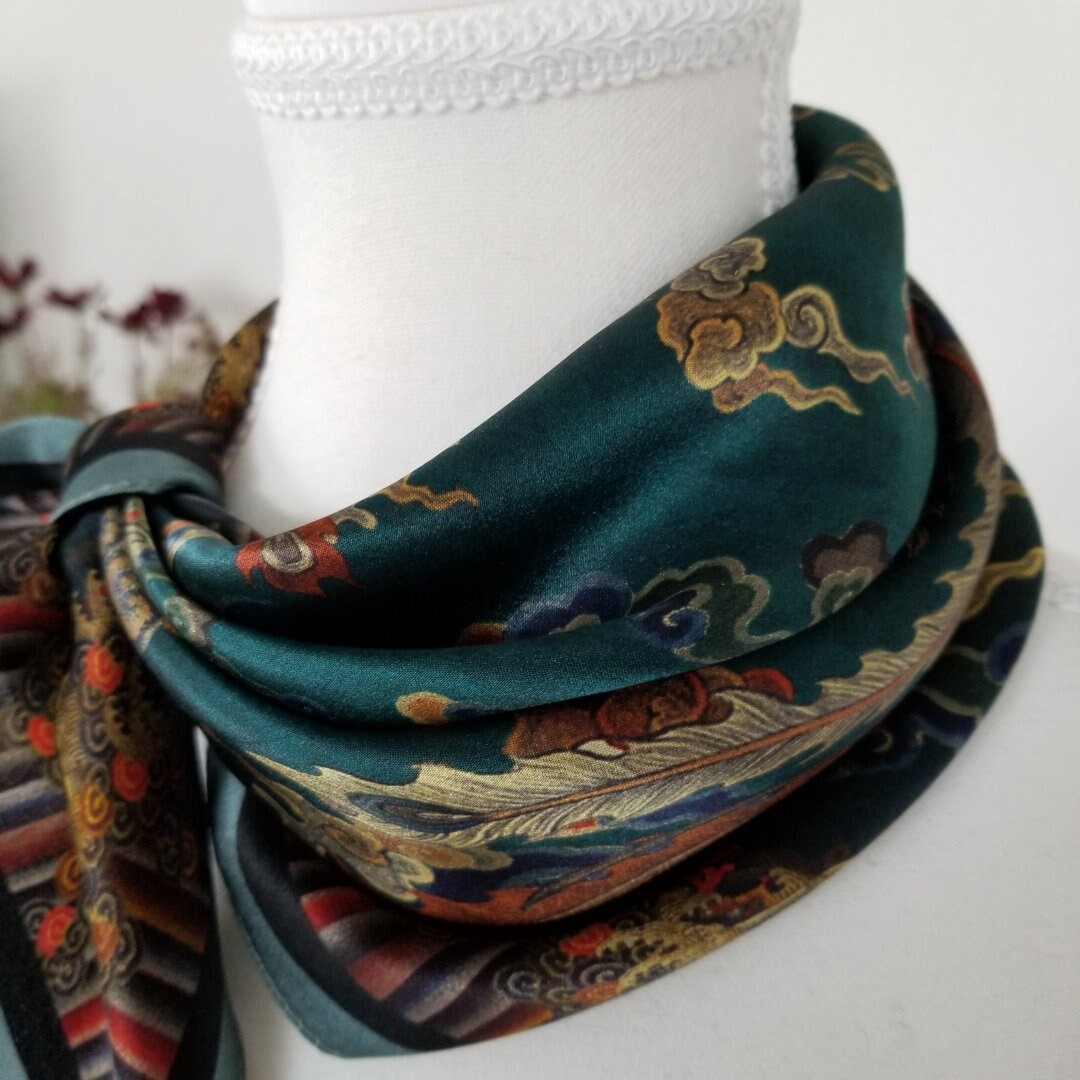 Dark Teal 53cm Mulberry Silk Scarf Square, Women's Scarf, Fashion Scarf, Bandana, Bag Accessory, ... | Etsy (UK)