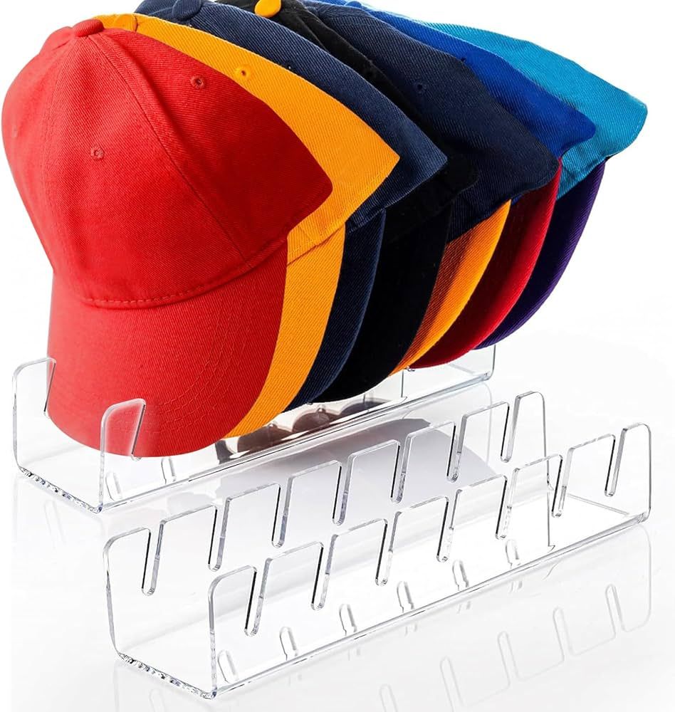 RAILONCH Hat Stand Organizer for Baseball Caps, 2Pack No Install Clear Acrylic Hat Holder for 14 ... | Amazon (US)