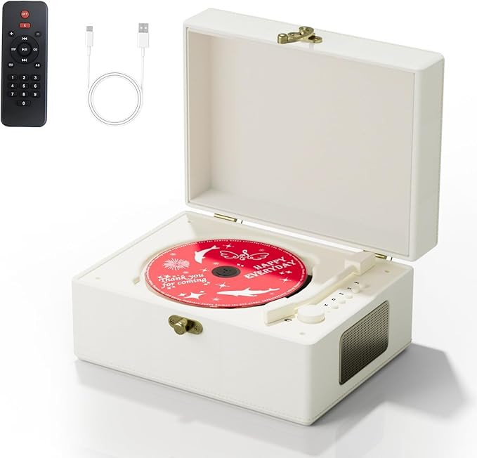 Yintiny Rechargeable Leather CD Player with Speakers, Bluetooth Transmitter, Festival Gift, BGM P... | Amazon (US)