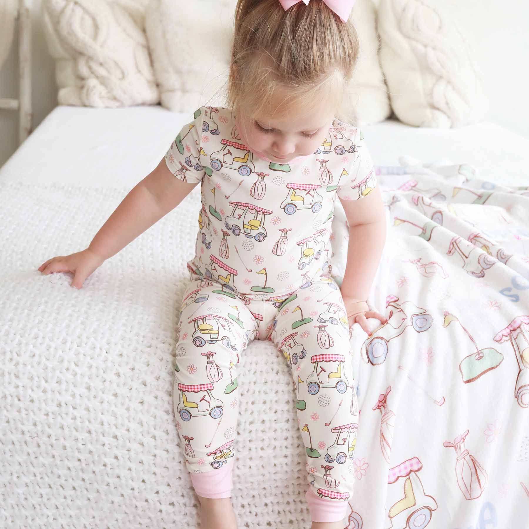 Country Club Cuties Two Piece Pajama Set | Pink | Caden Lane
