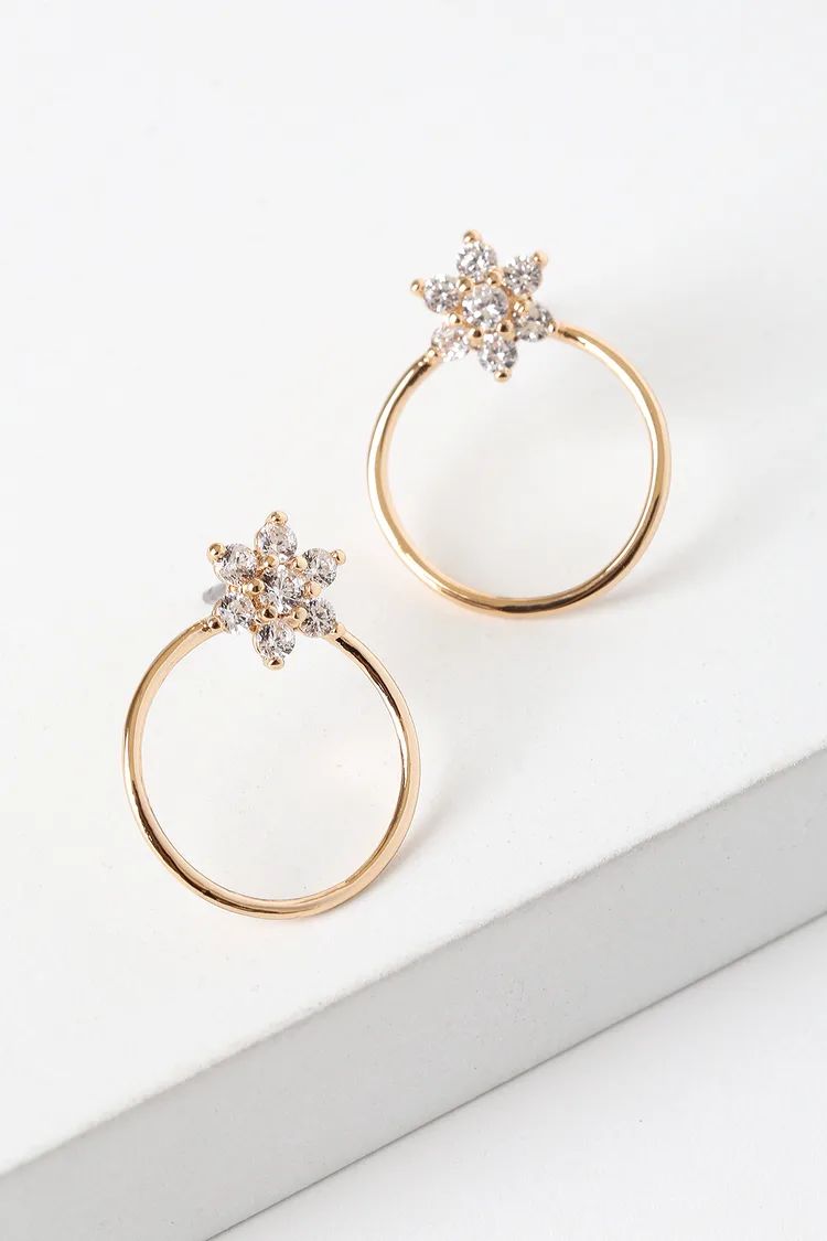 Perfection and Beauty Gold Rhinestone Hoop Earrings | Lulus (US)