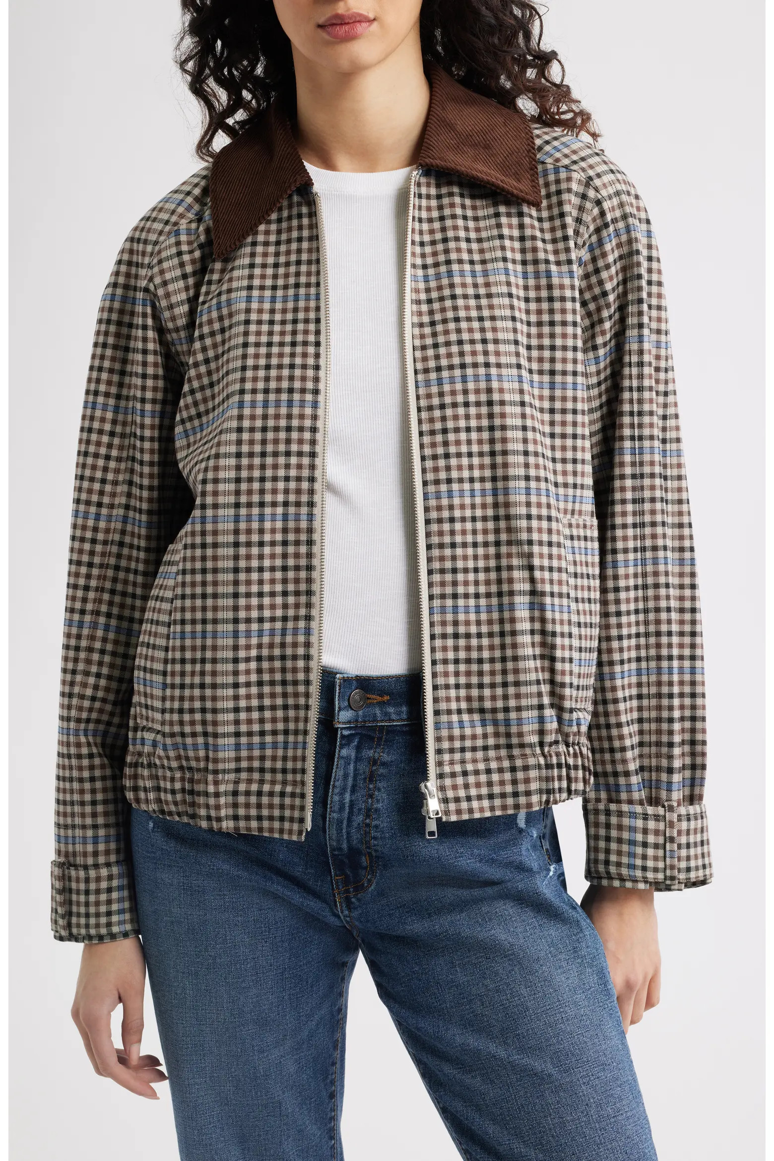 York Corduroy Collar Check Jacket (Women) | Nordstrom | Nordstrom