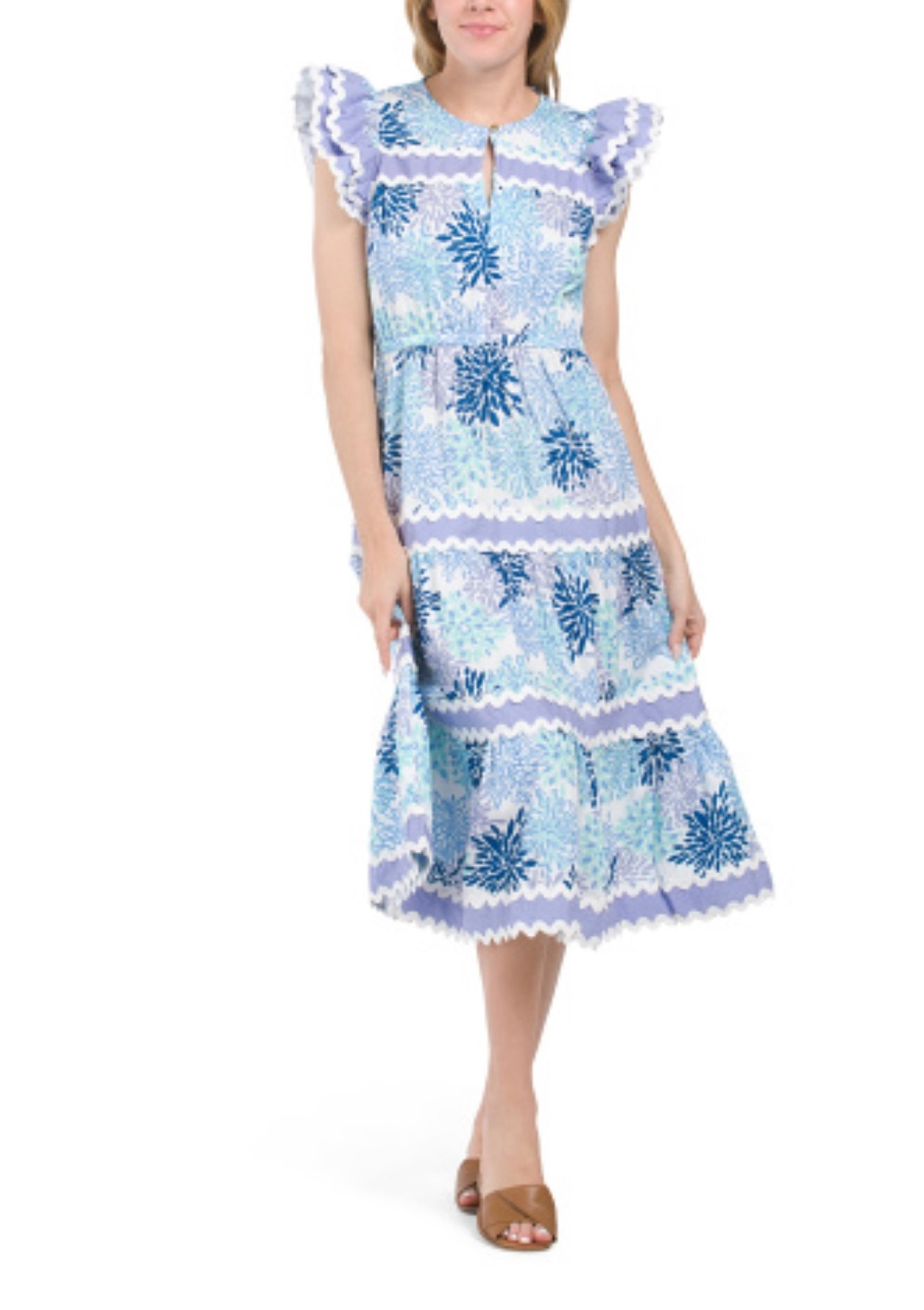 Celia B vibes on this floral dress with its bright colors and ric rac. A perfect shower dress or vacation outfit! #resortwear #showerdress #celiab 

#LTKsalealert #LTKtravel #LTKfindsunder100