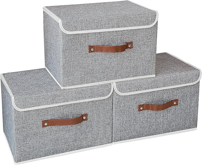 Yawinhe Collapsible Storage Boxes with Lids Fabric Foldable Storage Bins Organizer Containers Bas... | Amazon (US)