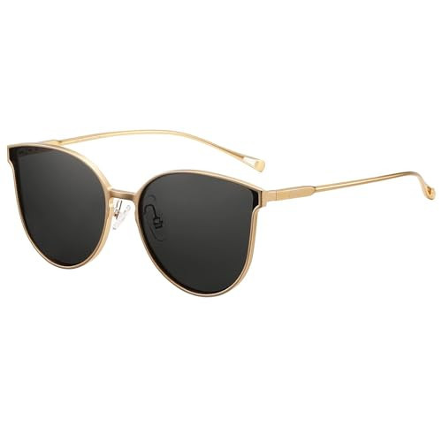 SHES Polarized Sunglasses for Women Round Retro Sunglasses Designer Women Sunglass Metal UV400 Protection SH8003 | Amazon (US)