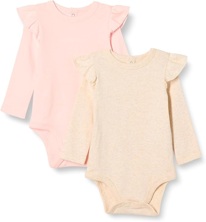 Amazon Essentials Baby Girls' Long-Sleeved Ruffle Bodysuits | Amazon (US)