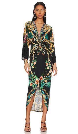 Split Front Twist Maxi Dress in Fearless Felis | Beach Vacation Dress | Black Floral Dress | Revolve Clothing (Global)