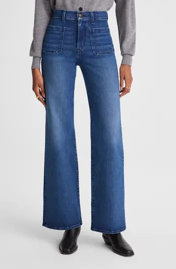 Emmy Patch Pocket High Waist Wide Leg Jeans | Nordstrom