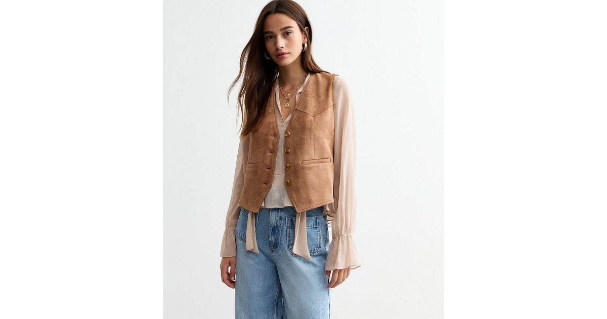 Stone Suedette Waistcoat
						
						Add to Saved Items
						Remove from Saved Items | New Look (UK)