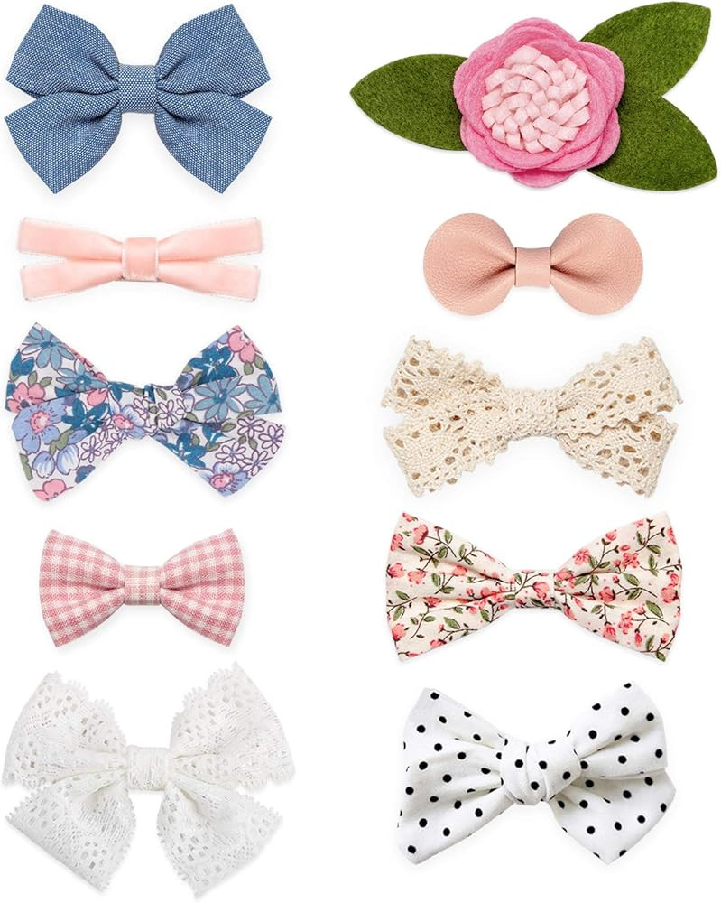 Baby Girl Hair Clips, Bows Barrettes Fully Lined Alligator Clip Hair Accessories for Little Girls... | Amazon (US)