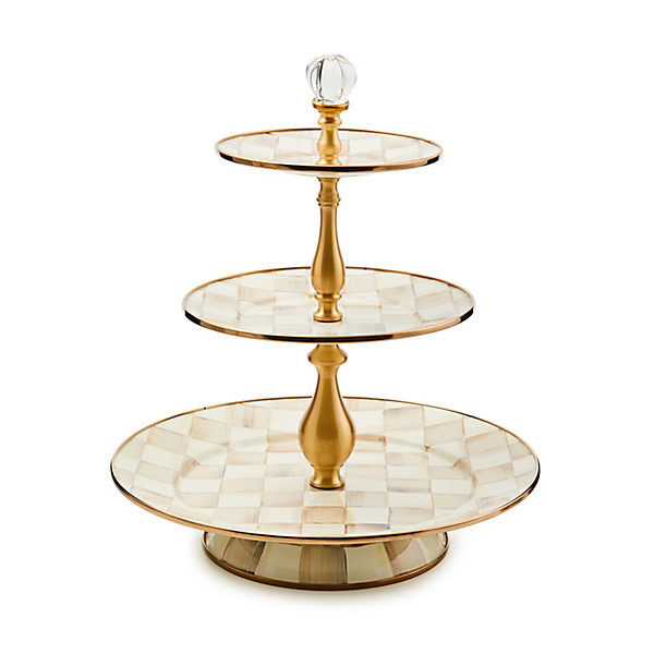 MacKenzie-Childs Mocha Check Three Tier Sweet Stand | MacKenzie-Childs