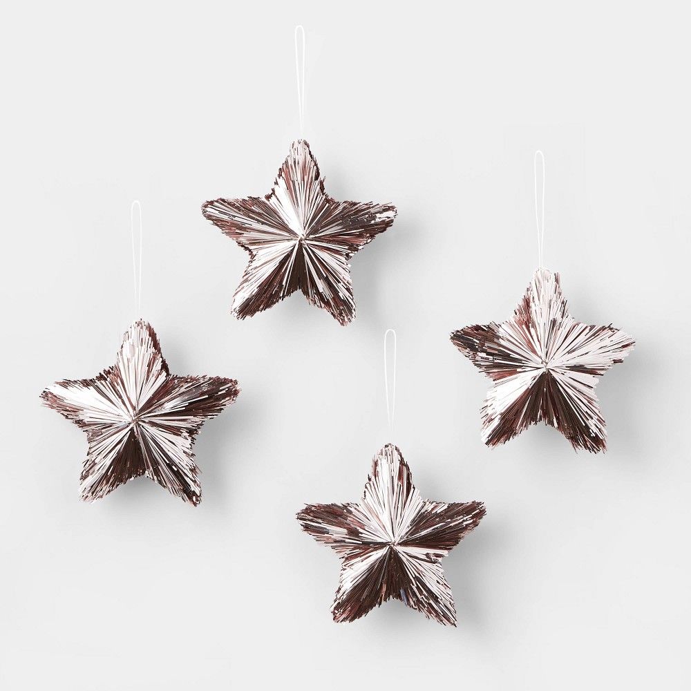 4pk Tinsel Stars Ornament Set Blush - Wondershop™ | Target