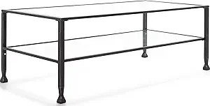 ClickDecor Maddox 2-Tier Tempered Glass Coffee Table with Metal Frame, Console, Living Room Accen... | Amazon (US)