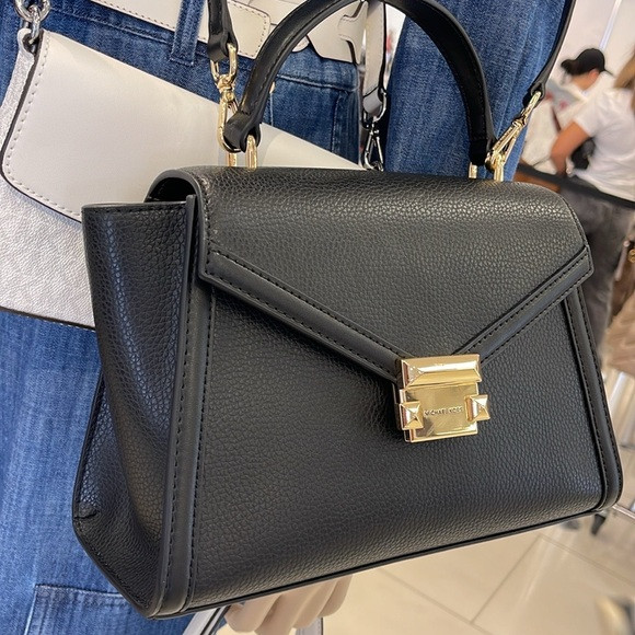 Michael Kors Whitney Medium Leather Flap Satchel Shoulder Crossbody Bag 
Black | Poshmark