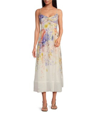 En Saison Taylorann Floral Print Sweetheart Neck Sleeveless Maxi Dress | Dillard's | Dillard's