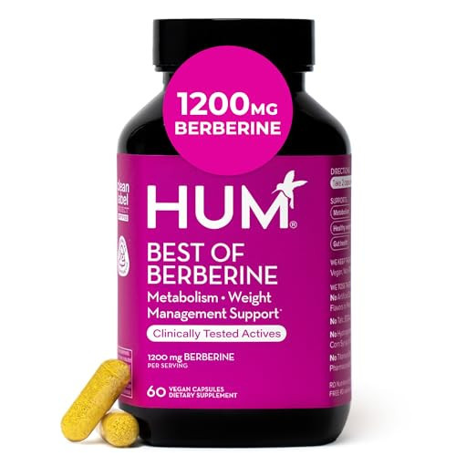 HUM Best of Berberine Supplement 1200mg, Pure Potency for Metabolic Wellness, Gut Health, Pure Berberine Supplements Enhanced with BioPerine for Maximum Absorption, 60 Capsules | Amazon (US)