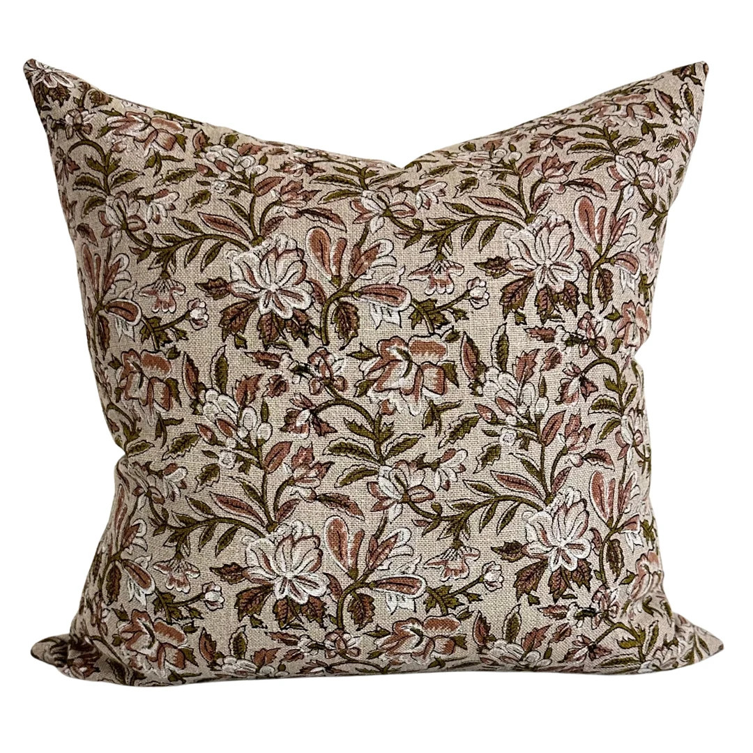 Thick Linen Block Print Pillow Throw Cover Designer Liora - Etsy | Etsy (US)