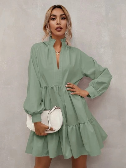 SHEIN Privé Notch Neck Smock Dress | SHEIN