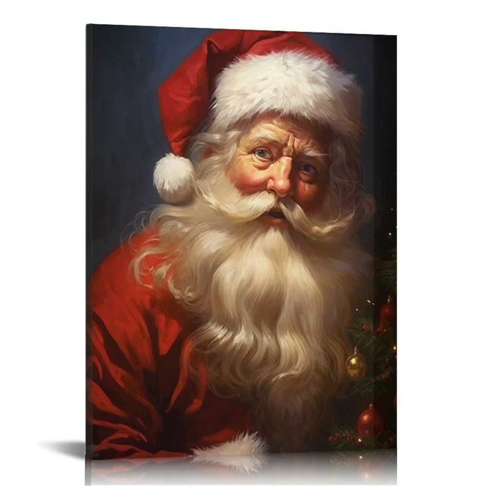 ONETECH  Santa Claus Canvas Wall Art Christmas Pictures Wall Decor Vintage Santa Painting Print A... | Walmart (US)