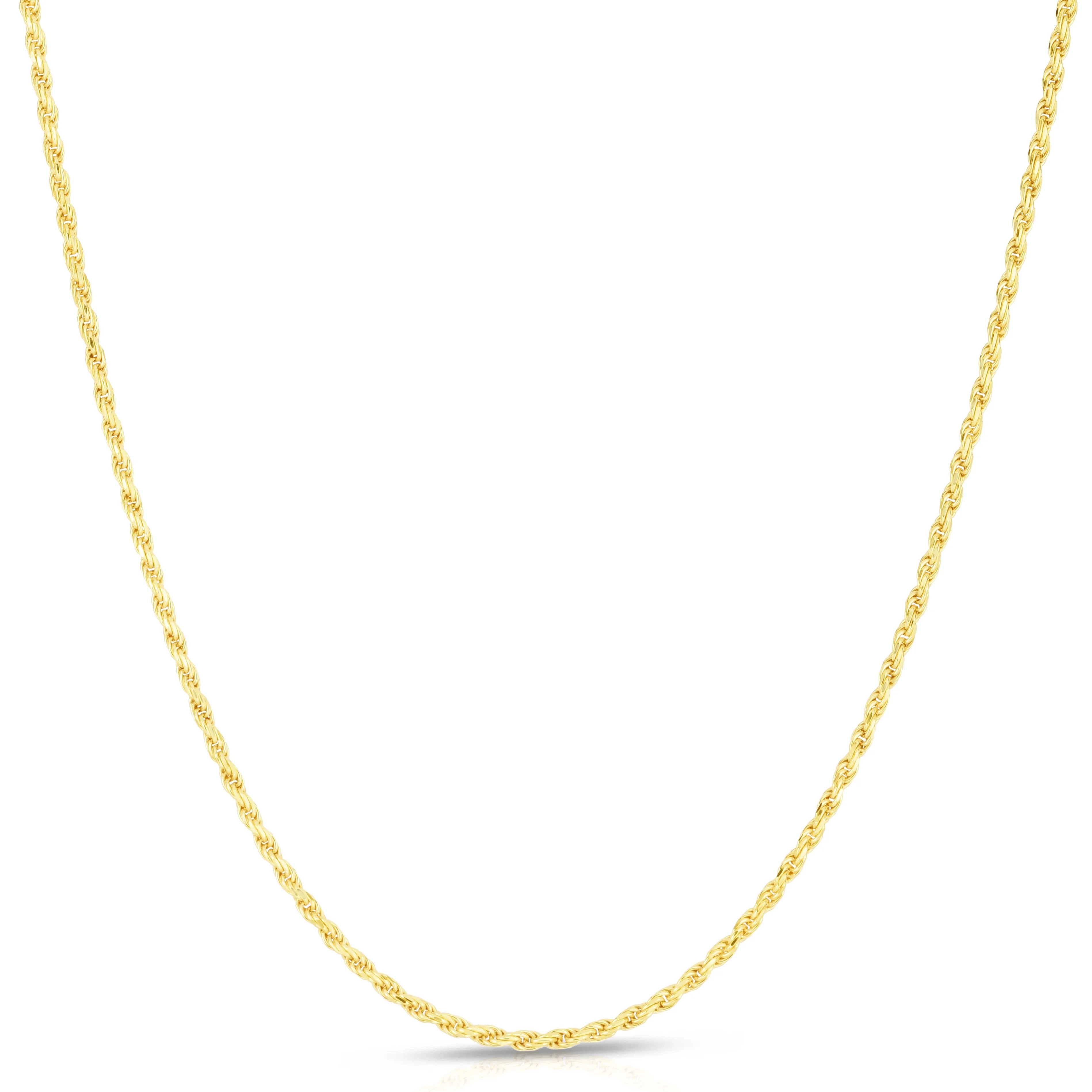 14K Gold Plated Sterling Silver Rope Diamond-Cut Link Necklace Chains 1.5MM - 5.5MM, 16"" - 30"", Gold Rope Chain for Men & Women, Made In Italy, Next Level Jewelry | Walmart (US)