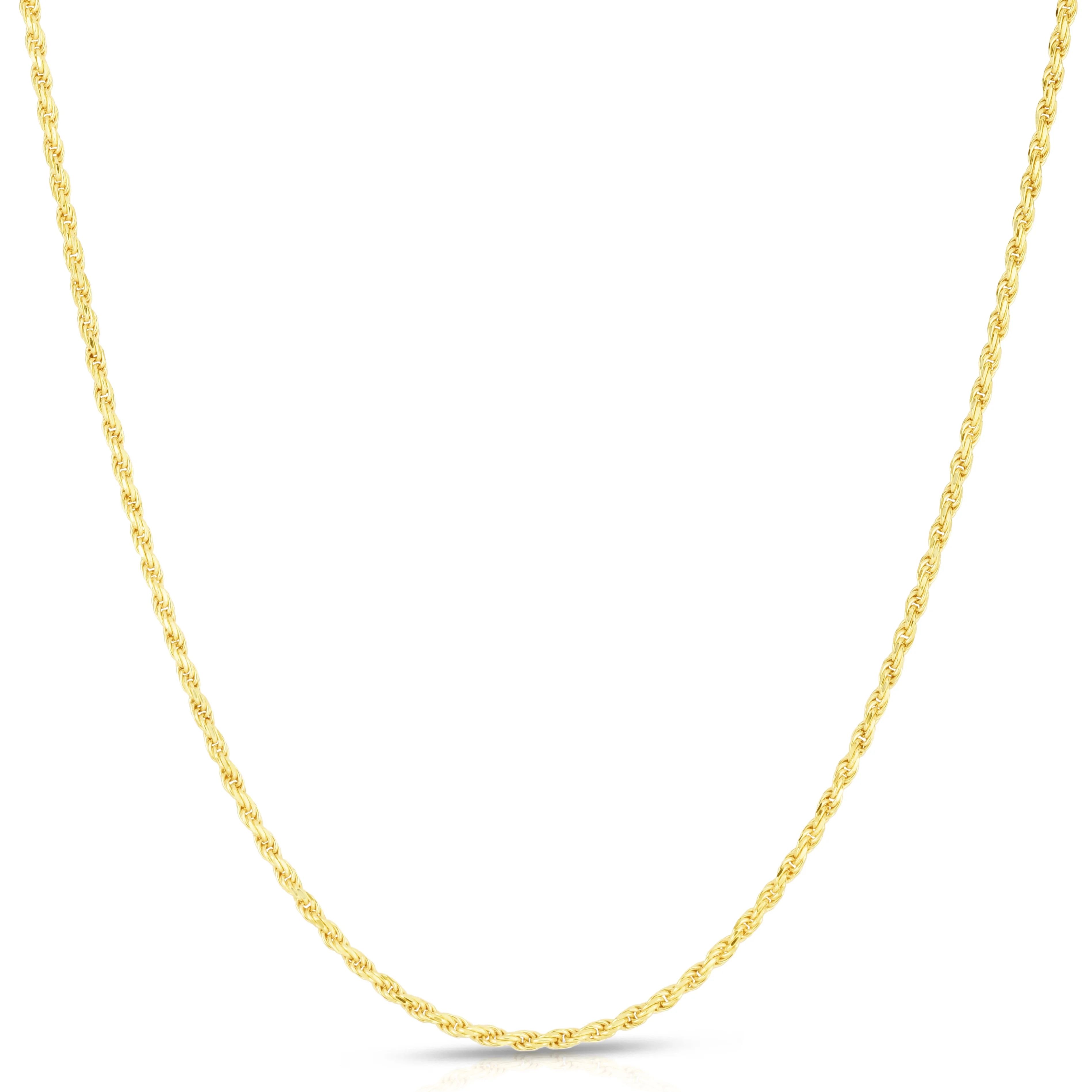 Solid 14K Gold Vermeil Sterling Silver Rope Diamond-Cut Necklace Chains 1.5MM - 5.5MM, Gold Chain... | Walmart (US)