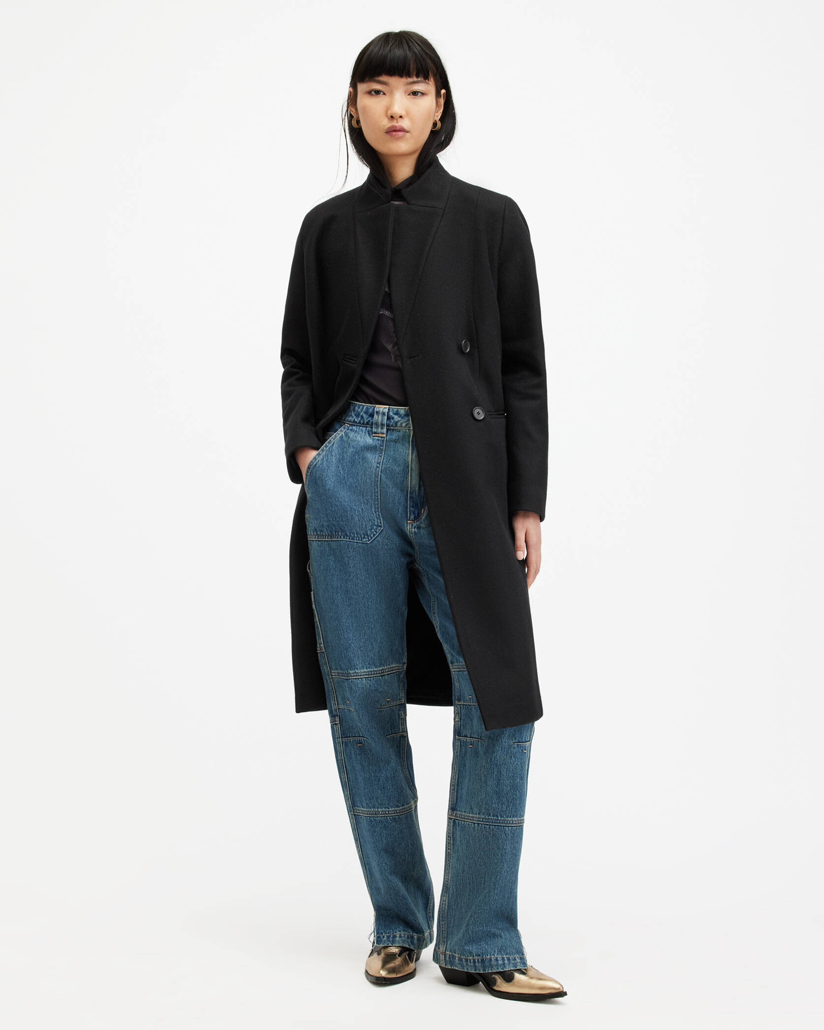 Sidney Wool Cashmere Blend Tailored Coat Black | ALLSAINTS | AllSaints UK