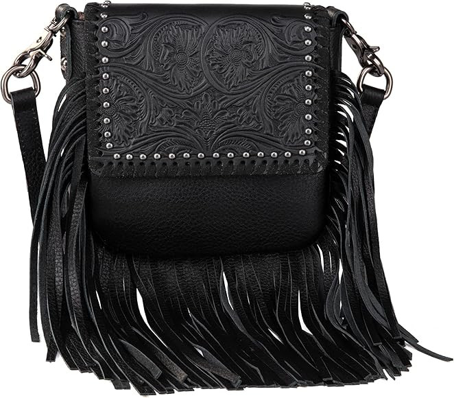 Montana West Genuine Leather Fringe Purse Western Crossbody Bag for Women | Amazon (US)