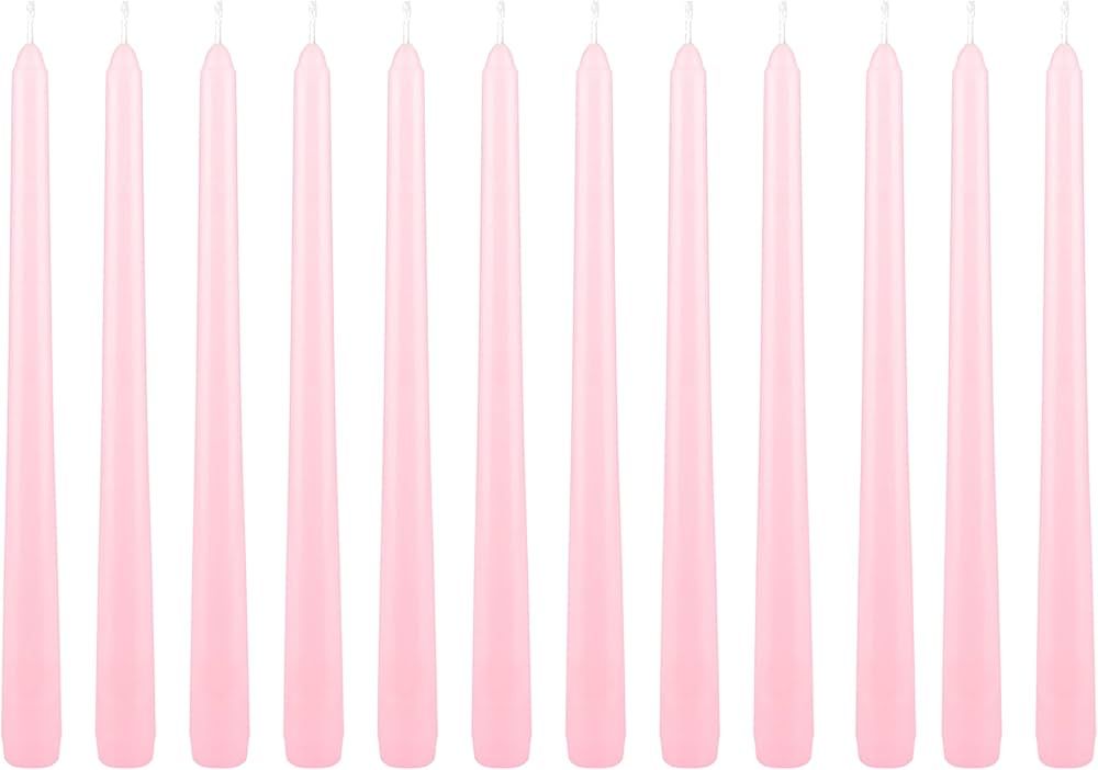 Mega Candles 12 pcs Unscented Pink Taper Candle, Hand Poured Wax Candles 10 Inch x 7/8 Inch, Home... | Amazon (US)