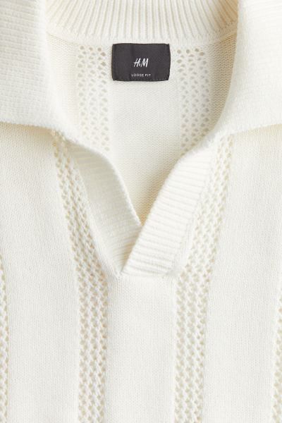 Loose Fit Pointelle-knit polo shirt | H&M (UK, MY, IN, SG, PH, TW, HK)
