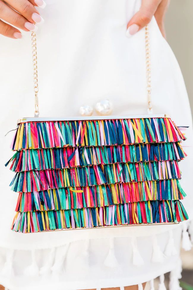 Fun On The Fringes Multicolor Paper Purse | Pink Lily